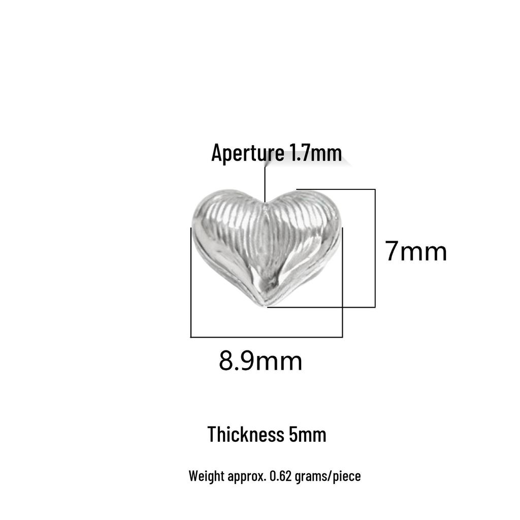 Perla distanziatrice a forma di cuore in Argento Sterling S925 per Gioielli Fai da Te e Artigianato