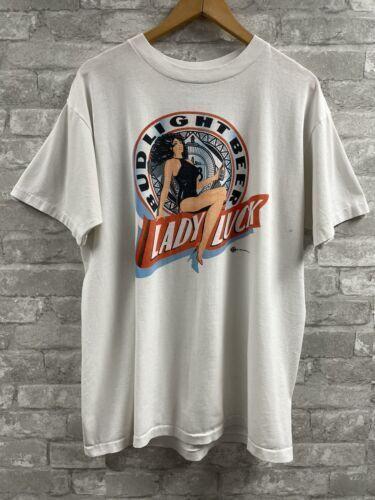 Vintage Lady Luck Bud Light Beer Single-Stitch Paper Thin Made