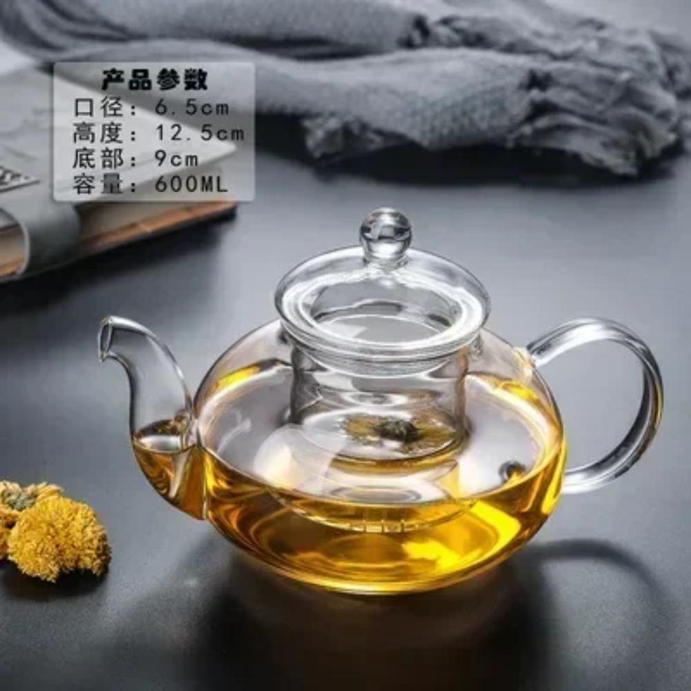 Théière en Verre Résistant à la Chaleur Théière Transparente de Style Japonais avec Infuseur pour Fleurs Thé Chinois Puer Bouilloire à Thé Portable 400-1000ml