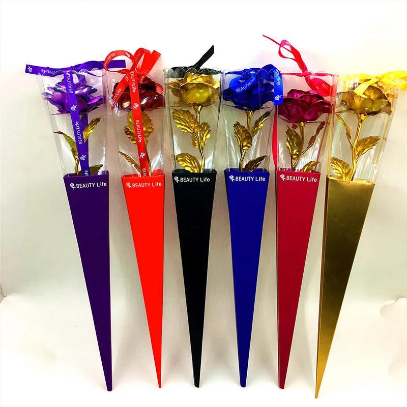 Flores Artificiais Douradas Rosa Banhada a Folha de Ouro 24K Presente de Dia dos Namorados para Esposa Casamento Dia das Mães Amor Eterno Rosas Douradas