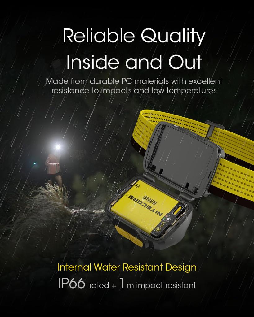 Nitecore UT27 Max 800 AAA Battery Trail Night Running Headlamp, Lumens, USB-C Rechargeable, Compatible, Running, (White)