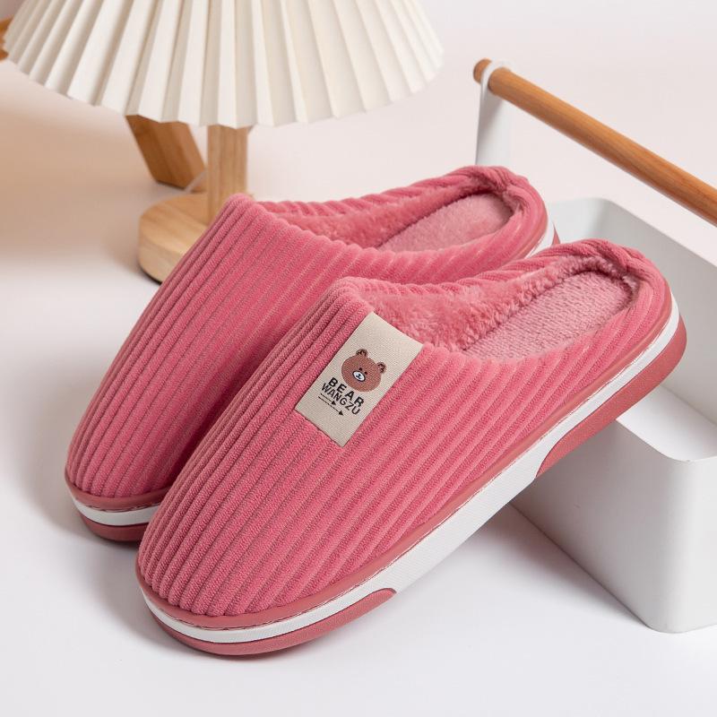 Winter cotton slippers indoor thickened plush non-slip warm home couple household cotton slippers