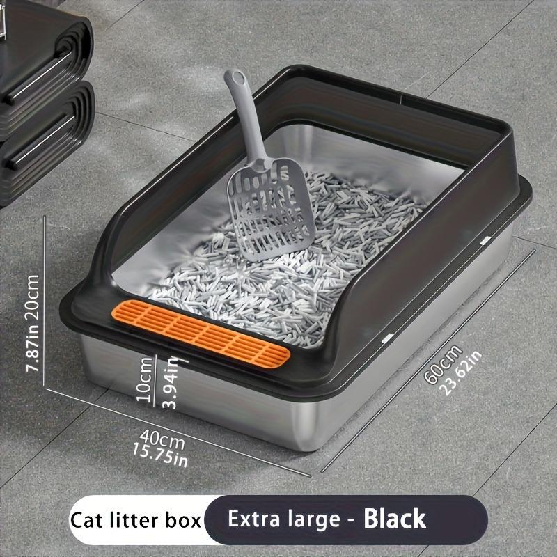 Extra Large Stainless Steel Cat Litter Box - Leak-Proof & Non-Stick Interior with Lid,Easy Clean Rectangular Pan for Indoor Cats