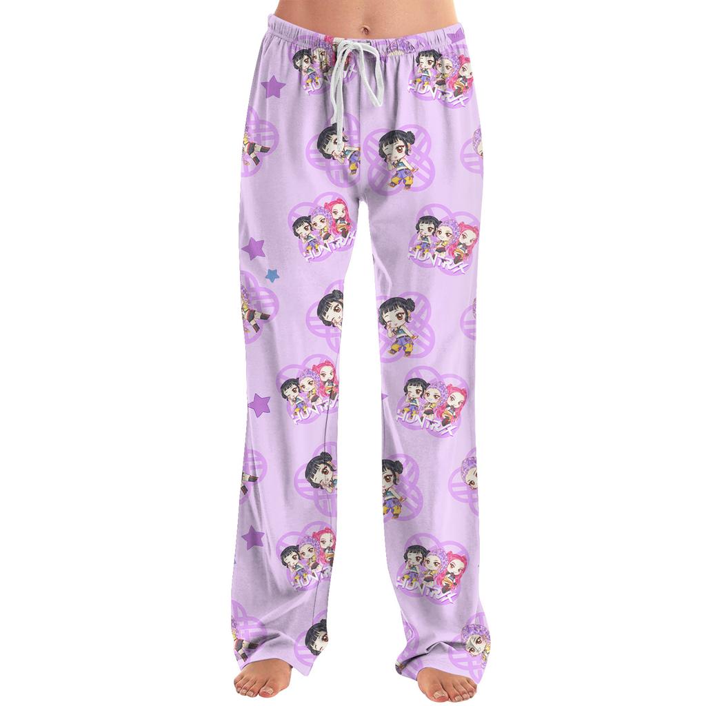 Womens Pajama Pants Sleepwear Casual Drawstring Elastic Waist Pants Comfy Straight Yoga Loose Trousers