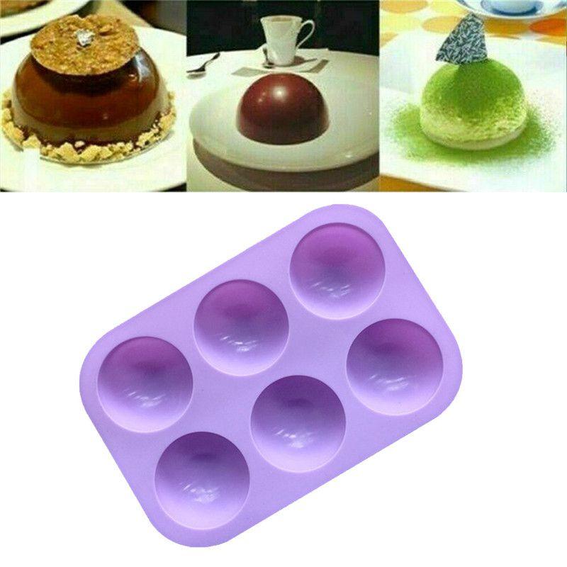 Half 6holes 3d Ball Semicircle Silicone Chocolate Mold Sphere Cake Mold Baking