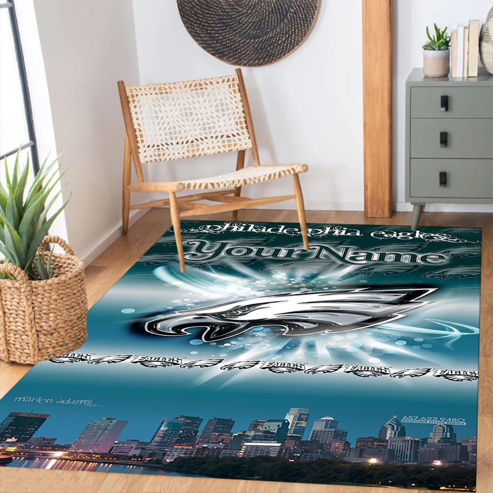 Philadelphia Eagles Personalized Text Area Rug Perfect For Living Rooms Decorate Room Entryway Balcony Antislip Rug Office Home Decor