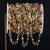 1meter Green Round Glass Beads Chain Crystal Bead Copper Stick Chains for DIY Necklace Bracelet Making Jewelry Findings Supplies