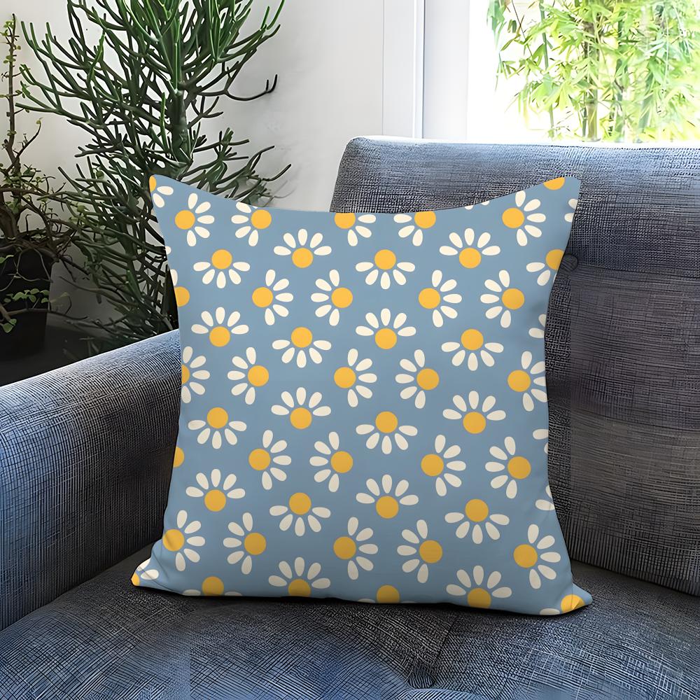 Daisy Pattern Cushion Cover Comfortable Reversible Pillow Cover Ideal for Car Sofa Bedroom  Beyond
