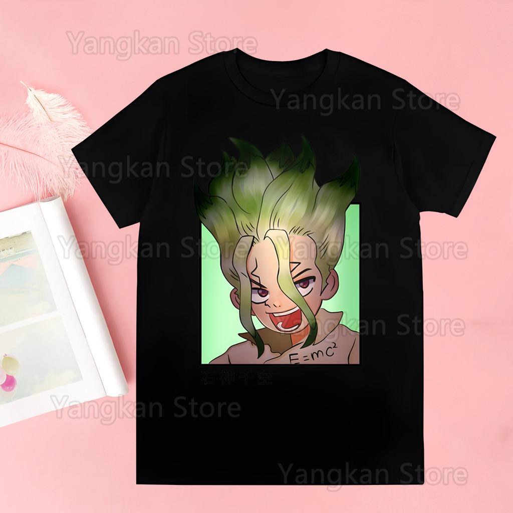 

Dr Stone Anime Tops Women Clothing Fashion Summer Harajuku T-shirts Y2k Streetwear White Blouse 4XL