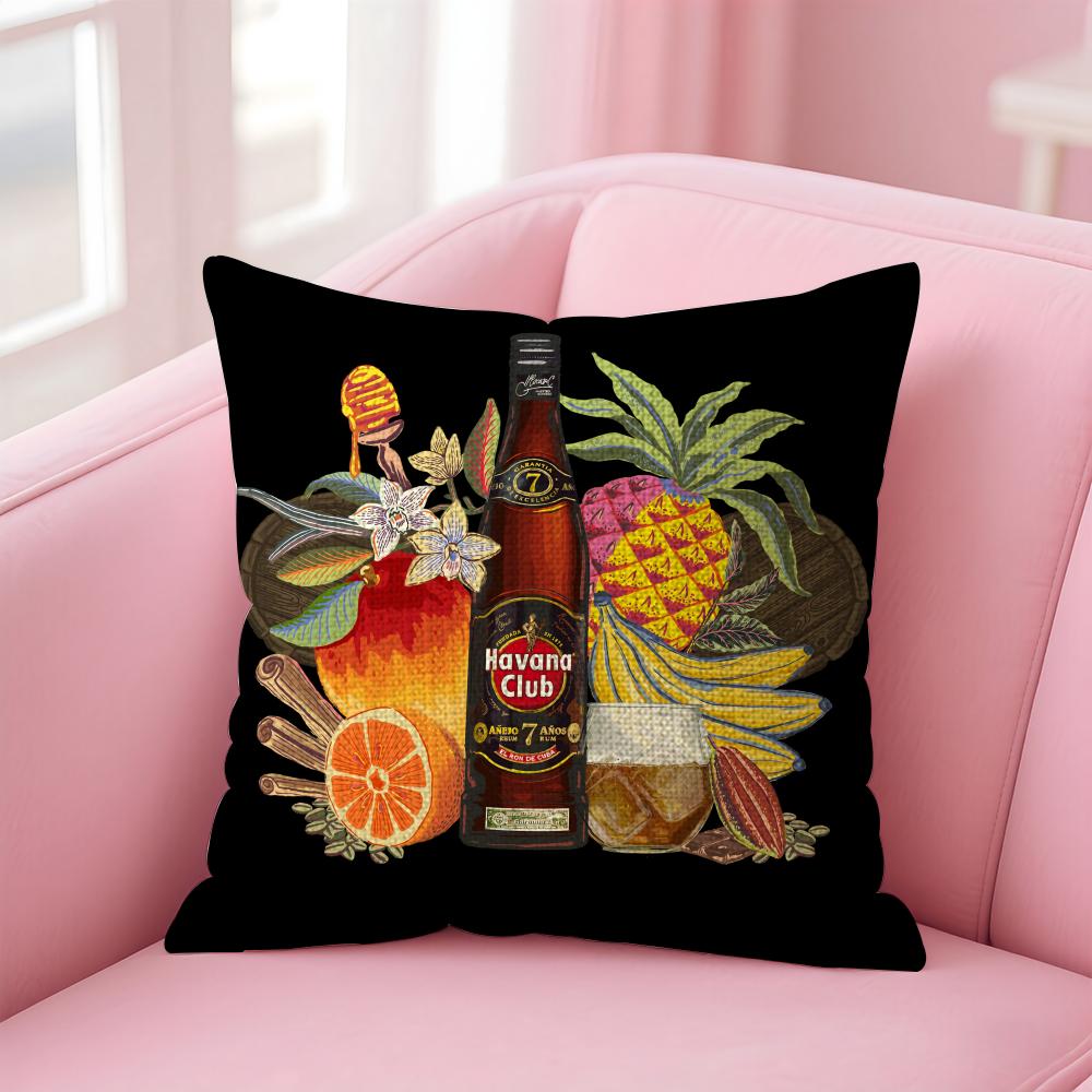 Classic HHavana Club Cushion Cover Natural Linen Pillow Case DoubleSided Print Decorative Sofa Pillowcase Home Decor Gift