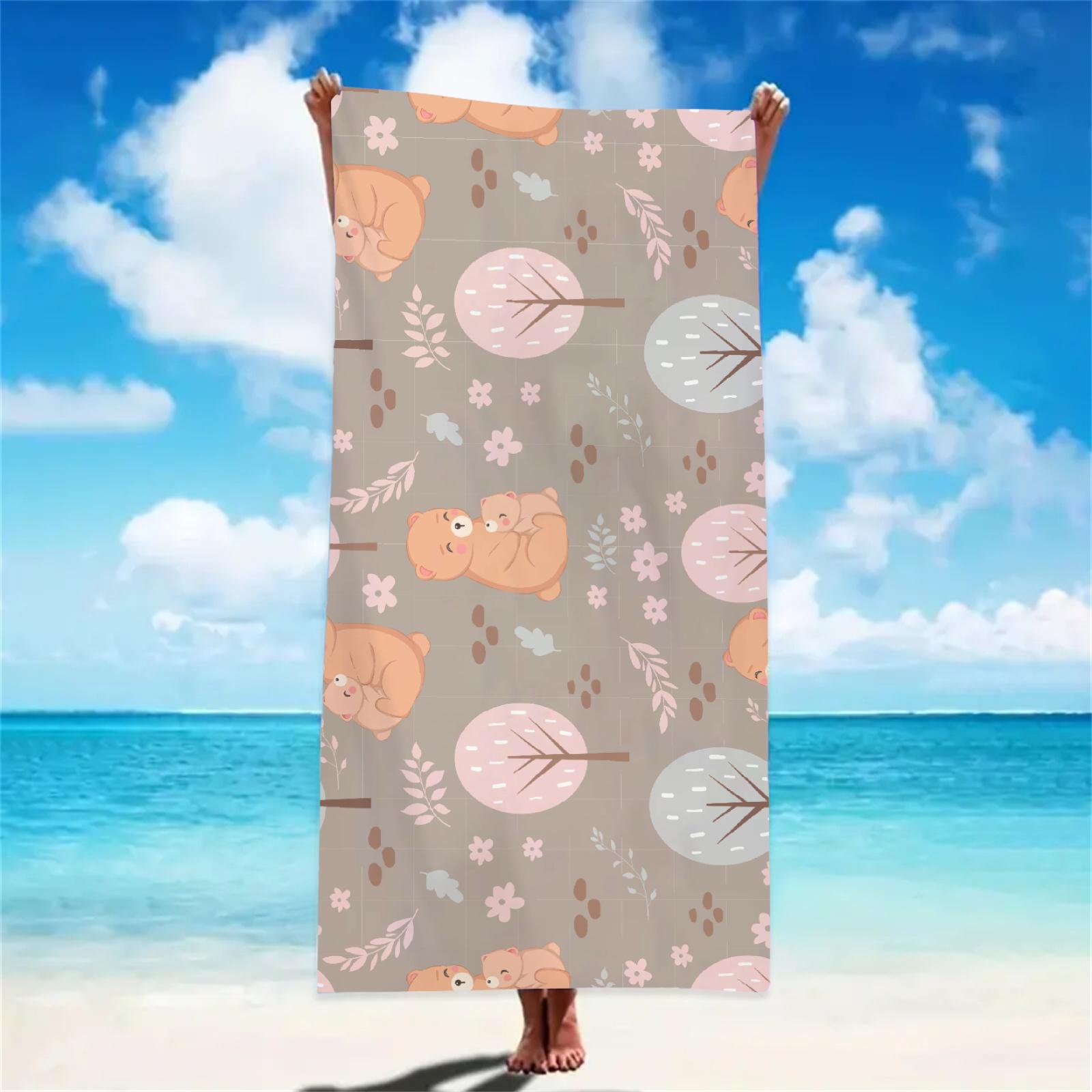 

Cute Beach Towel Cartoon Animals Bath Towels Absorbent Quick-Drying Soft Yoga Swimming Outdoor Pool Towel Birthday Gift For Kids W40*H60(CM)