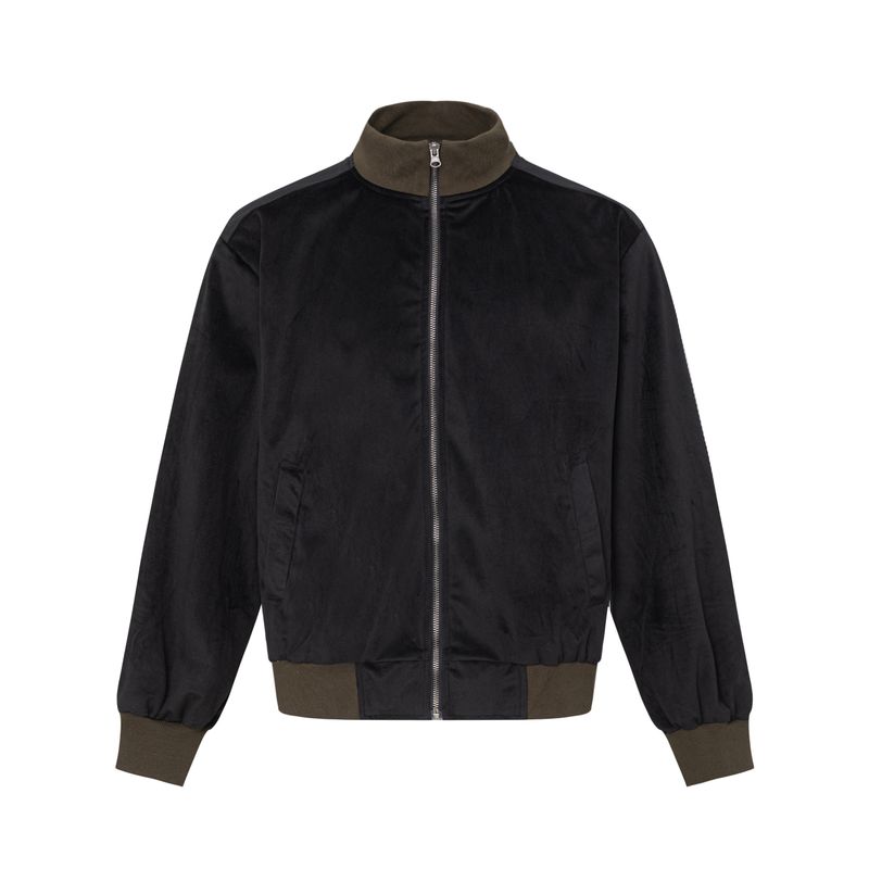 

Madwitch Original American Retro Velvet Flight Jacket for Men and Women, Loose Casual Cleanfit Contrasting Color Jacket Black XL