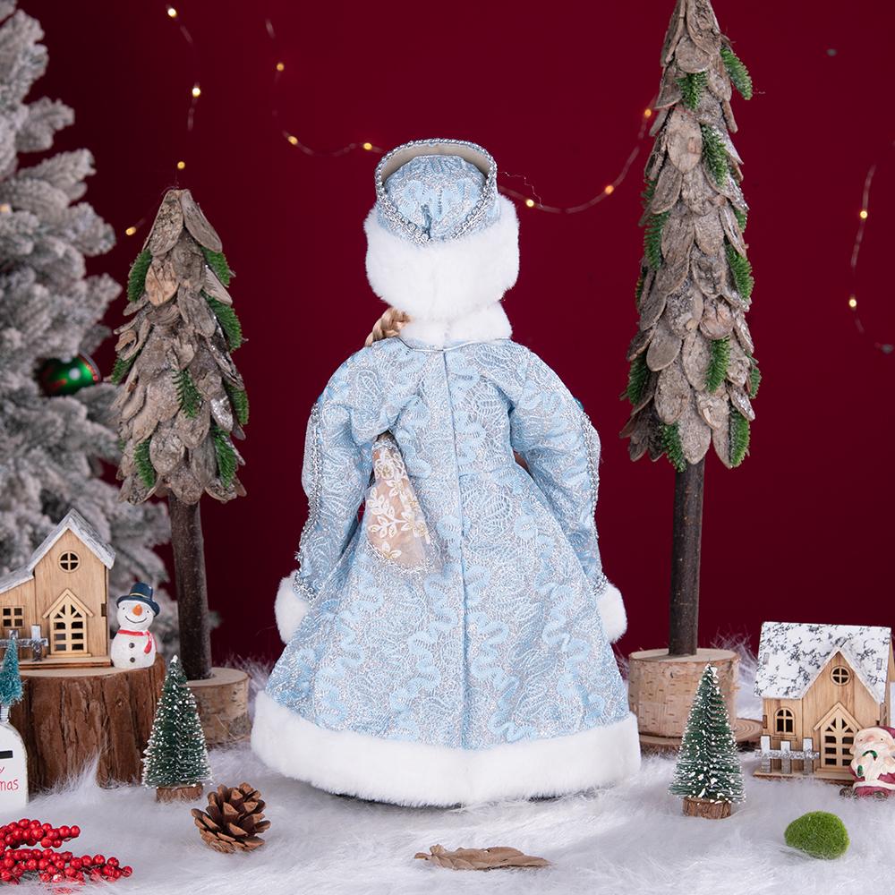 Ice Blue & Silver Pattern Snegurochka Plush Ornament