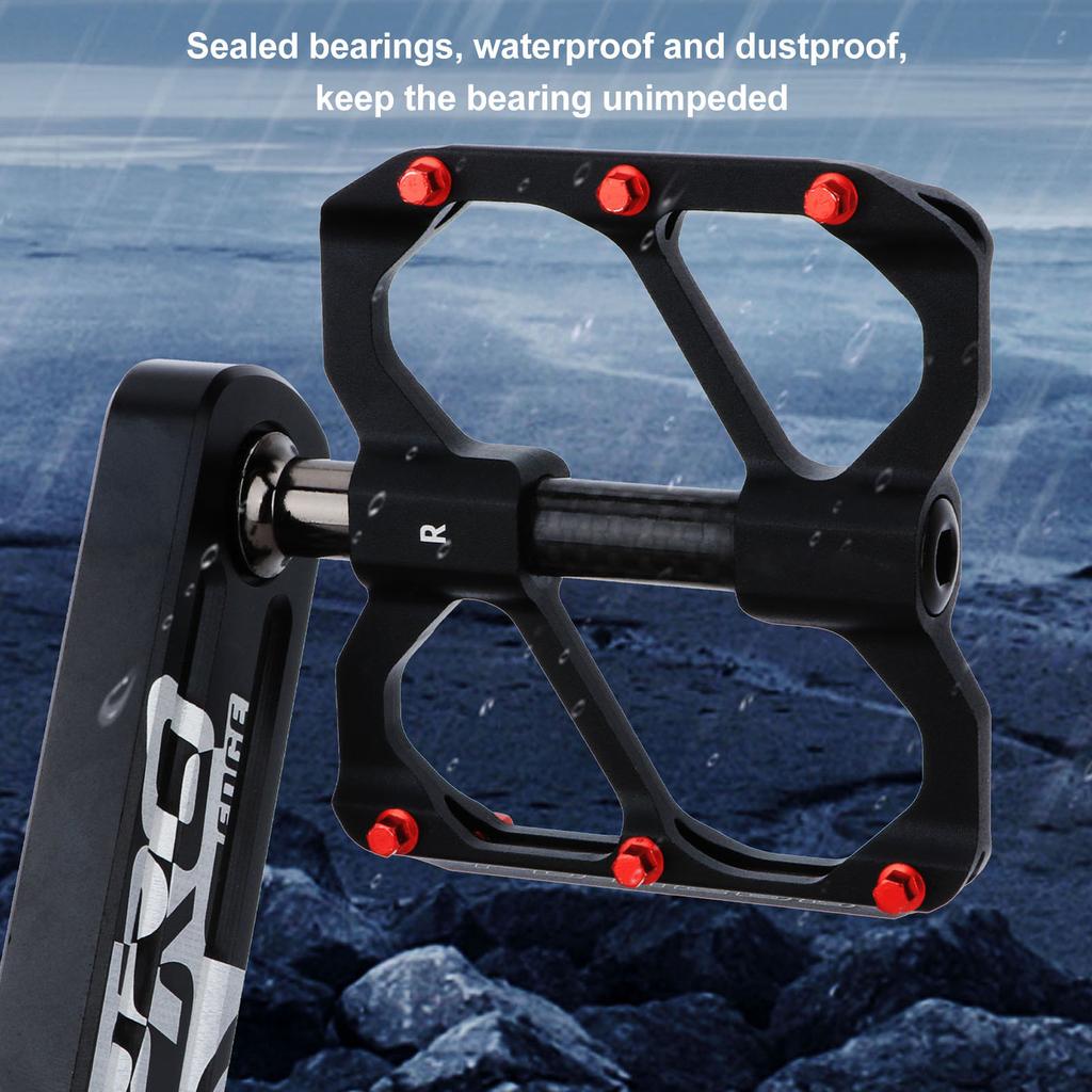 2PCS Road Bike Pedals Aluminum Alloy Anti Slip Lightweight Flat Platform Pedals for Mountain Bike Black