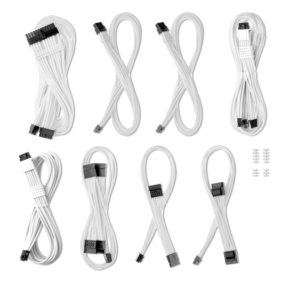 CableMod Pro ModMesh Sleeved 12VHPWR Dual StealthSense Cable Kit for EVGA T E-Series 12V-2x6 G/G+ / P/P+ / (White)