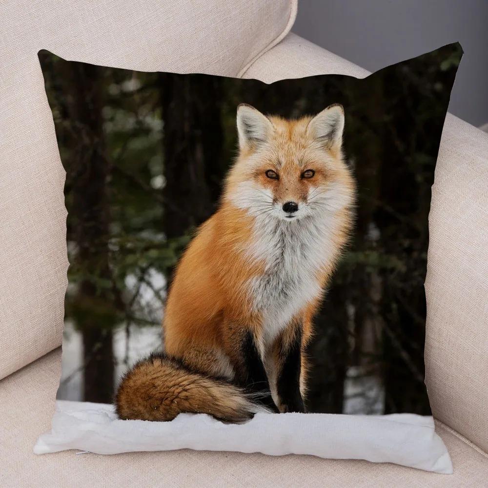 Cute Wild Fox Pillowcase Office Living Room Car Ornaments Home Pillowcase