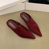Fashion Fashion Flock Women Low Heel Pumps Shoes Slides Mules Female Shallow Footwear Pointed Toe Ladies Heeled Shoes Sandals  Lady