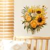 Warm Sunflower and Green Leaves Wall Sticker Self-Adhesive Removable Wall Decor for Bedroom Living Room Hallway Home Decoration