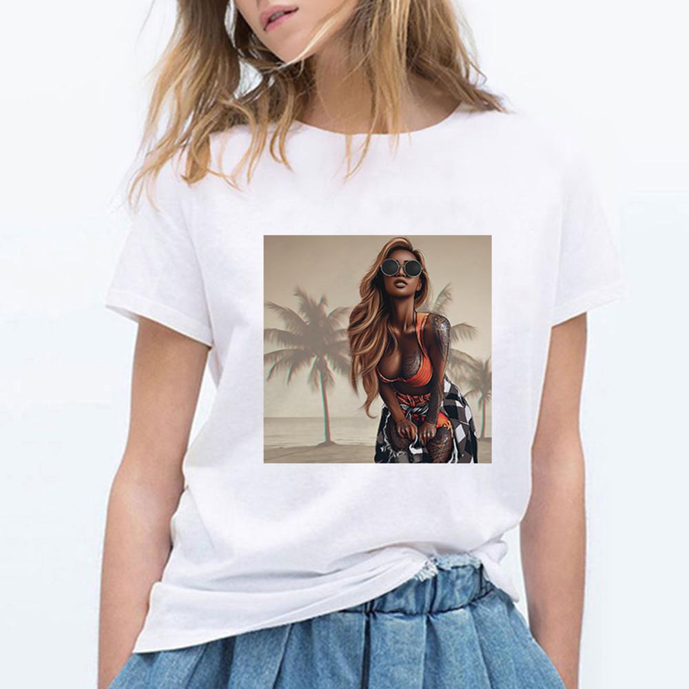 Fashion Cool Melanin Black Tattoo Girl T Shirts Women O Neck Short Sleeve Harajuku Tshirt Kawaii.Png