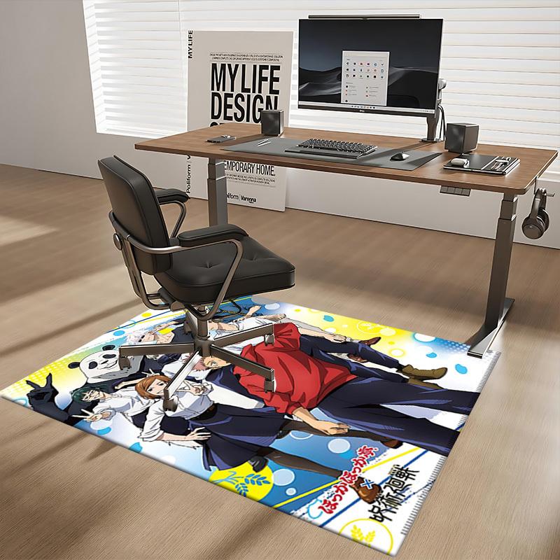 1pc Anime Cartoon Design Jujutsu Kaisen Characters Office Chair Mat Non-Slip Carpet for Home Decor, Festival Gift, Suitable for Office and Living Room