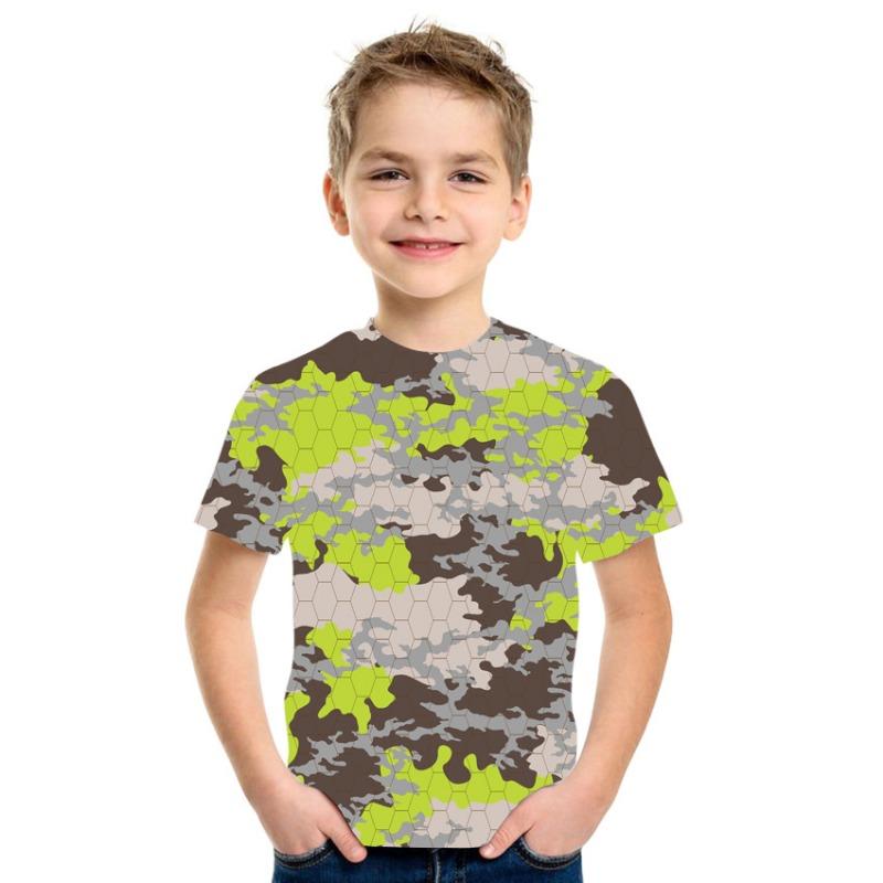Kinderkleidung Camouflage Farbe 3D-Druck T-Shirt Jungen Mädchen Kleidung 2-10 Jahre Kind Baby Rundhals Oberteil Sommer Outdoor Spielkleidung