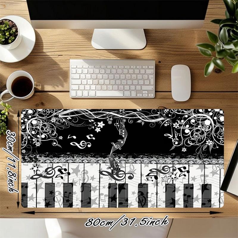 Music Notes Xl Gaming Mouse Pad Nonslip Rubber Base Stitched Edge Waterproof Desk Mat For Pc Laptop Gamer Office Computer Accessories C92912
