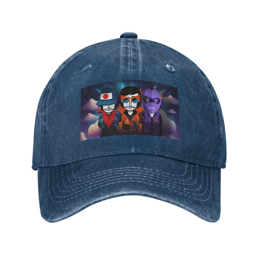 Incredibox Music Video Game Washed Denim Cap Casual Baseball Caps Adjustable Hat Summer Unisex Baseball Hats