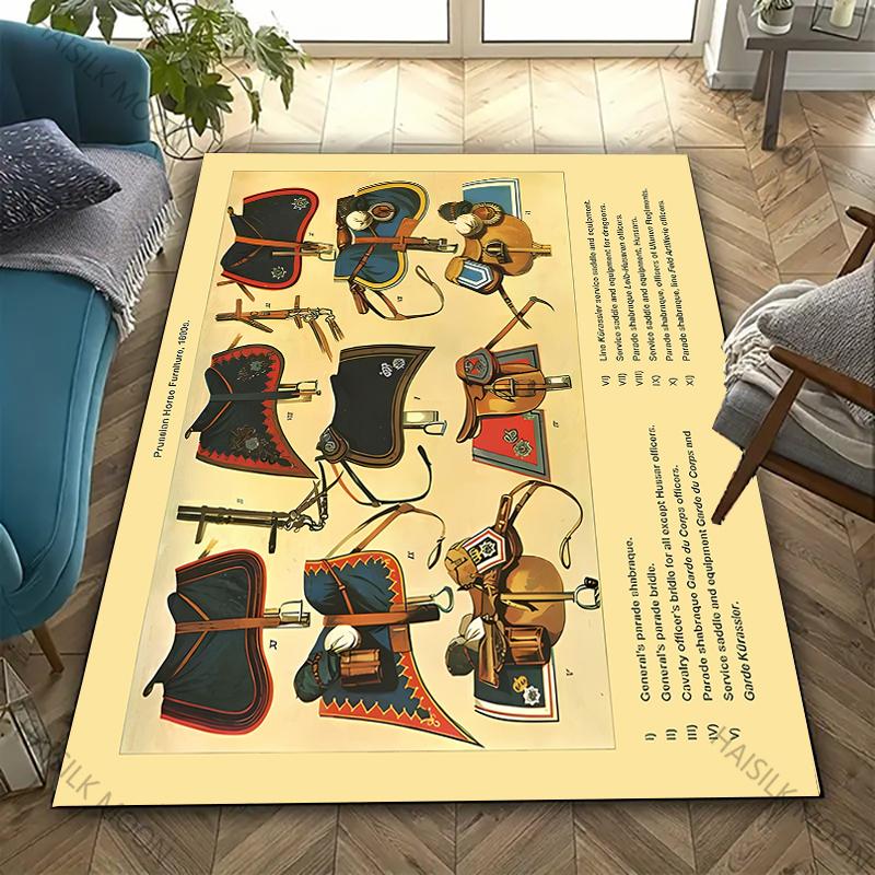 Vintage Horse Tack & Accessories Print Carpet for Living Room,Bedroom,Office Mat, Rug - Perfect Gift for Horse Equestrian Lovers