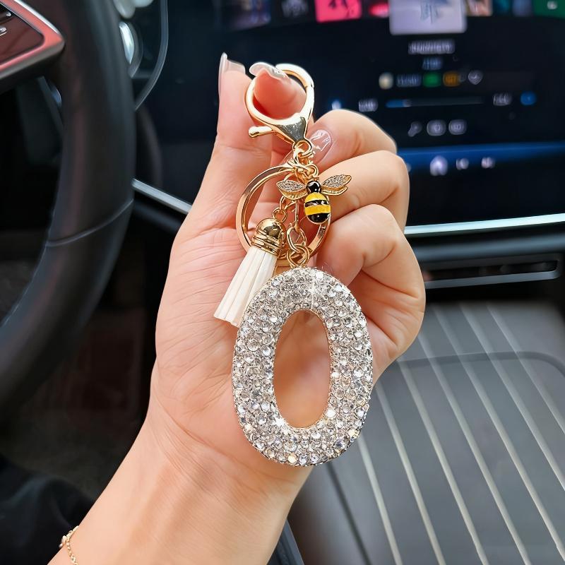 Mode 26 Bokstäver A-Ö Nyckelring Lyxig Elegant Strass Legering Nyckelring Väska Bil Hänge Smycken Tillbehör