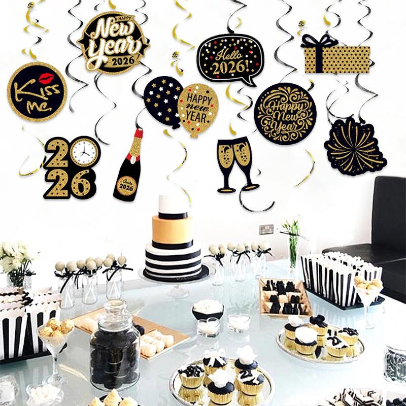10pcs/pack New Year Bright Colors Party Exquisite Patterns Durable New Year's Day Elements Plastic Spirals Atmosphere