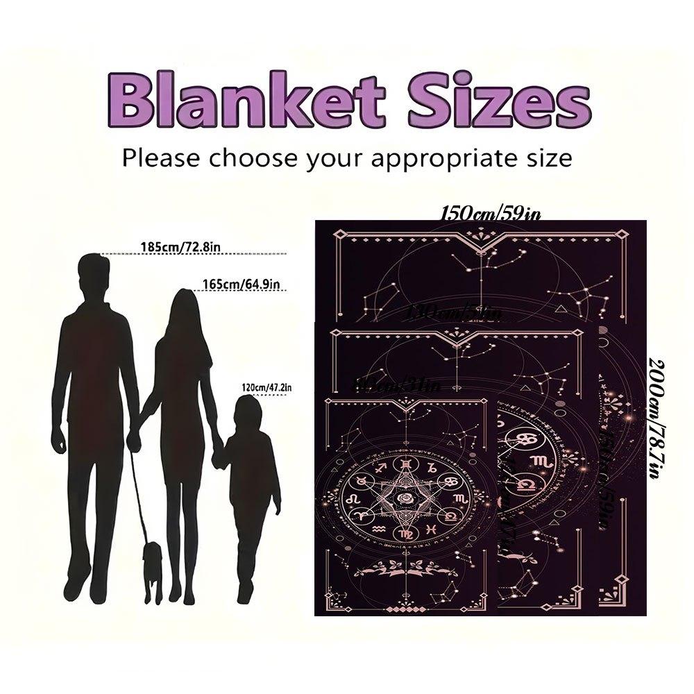 Astrology Zodiac Horoscope Symbol Print Wall Art PosterBlanket Flannel Throw Blanket for Sofa, Bed, Travel, Camping, Office