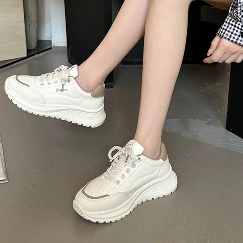 

Round Head Thick Bottom Lace-up Shallow Mouth Women s Casual Shoes Spring and Autumn New Fashion Comfortable Sexy Sports Shoes 35 хакі