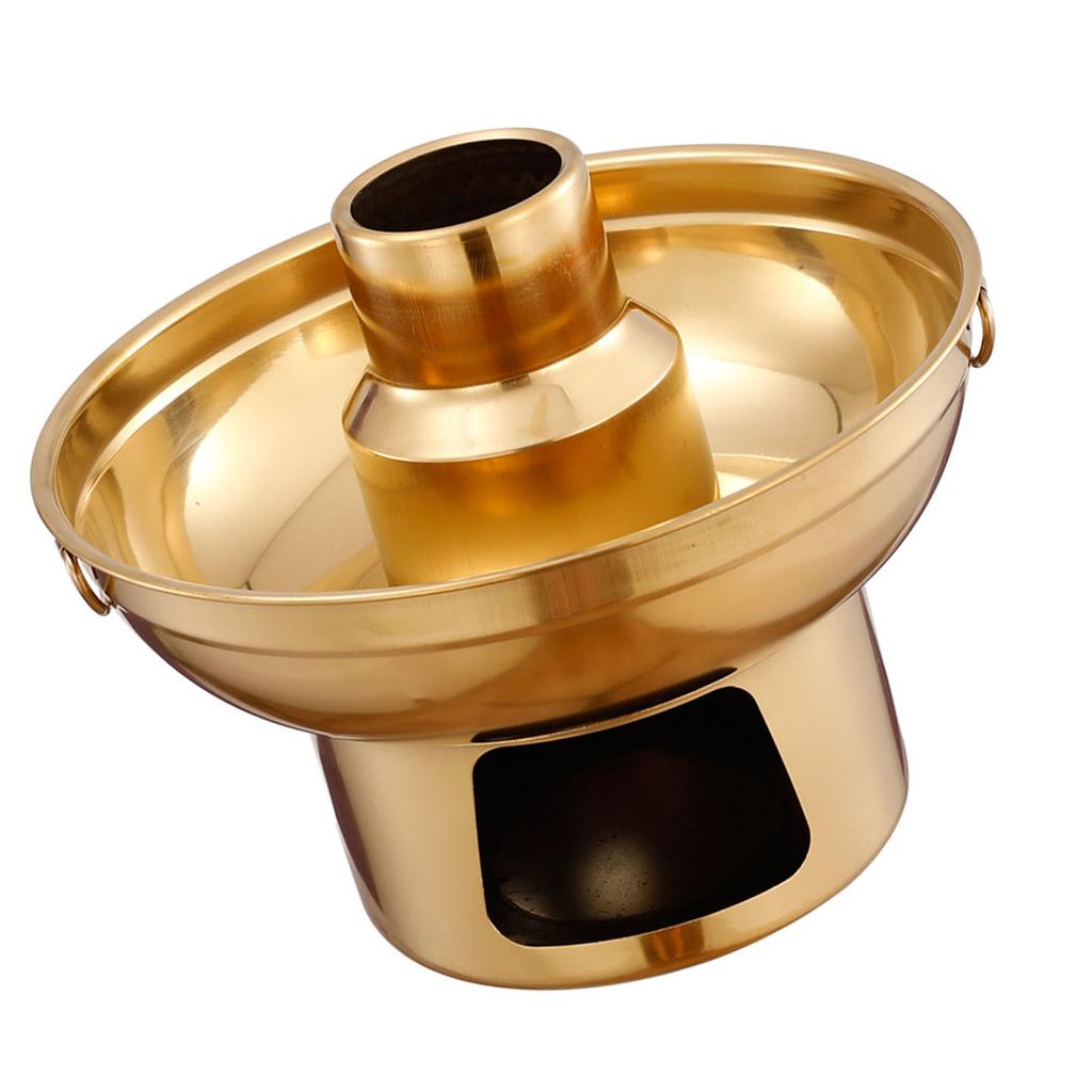 22cm 410 Stainless Steel Dessert Pan Dry Ice Dessert Container Pot Fruit Bowl Fountain Fondue for Ice Cream Fruits
