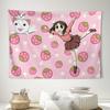 VIKAMA Strawberry Cotton Candy Anime Tapestry Cute Strawberry Girl Bedhead Decoration Room Decoration Home Decoration