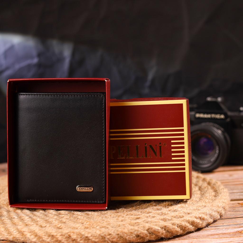 Men's Wallet Made of Genuine Smooth Leather CANPELLINI Purse 21500 Black