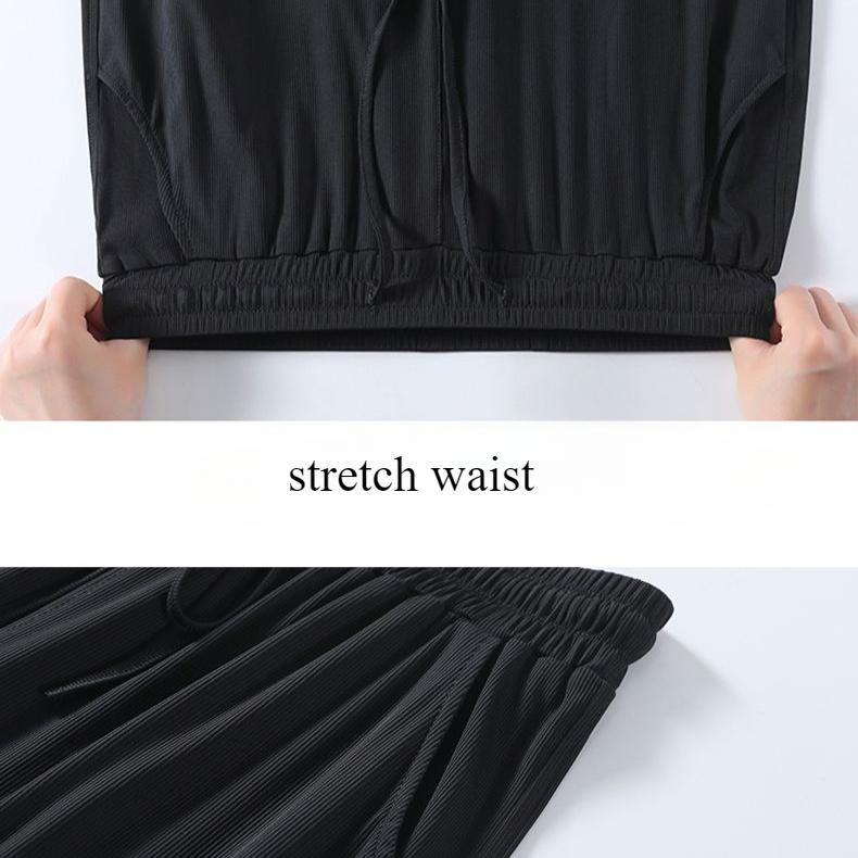 Women's Ice Silk Sweatpants Summer Thin Leggings Harem Pants Sun Protection Quick-Drying Sweatpants Casual Stretch High Waist Pants