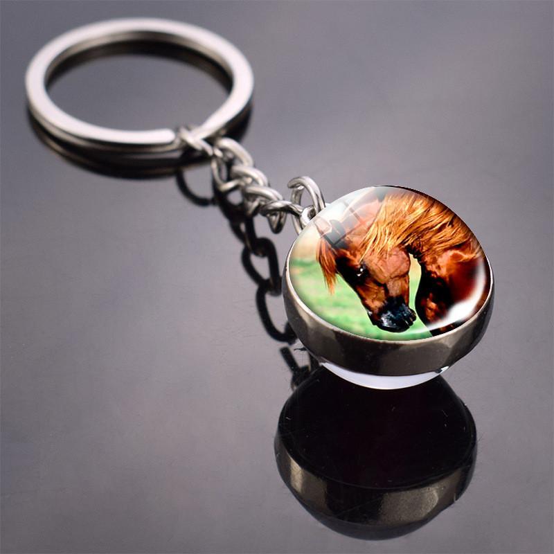 Glass Key Tag With Animal Motif And Round Shape For Gift And Everyday Carry