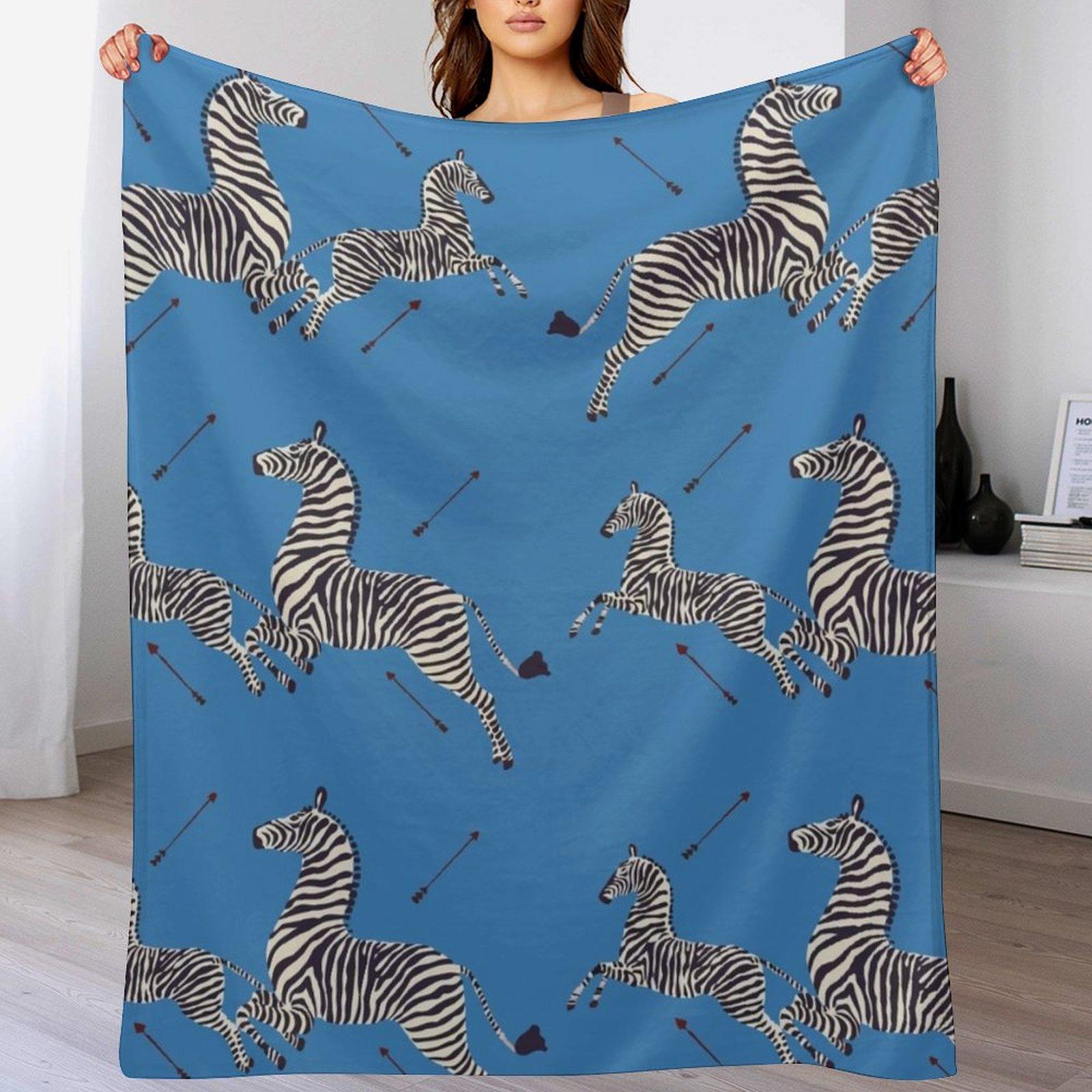 Scalamandr Zebra blue The Royal Tenenbaums Throw Blanket Lightweight Cozy Blanket for Bed Sofa 102x76cm(40x30in)