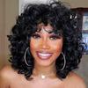 MISS WIG Kurze schwarze Afro-Lockenperücken mit Pony für schwarze Frauen, flauschige synthetische afrikanische Ombre-Perücken