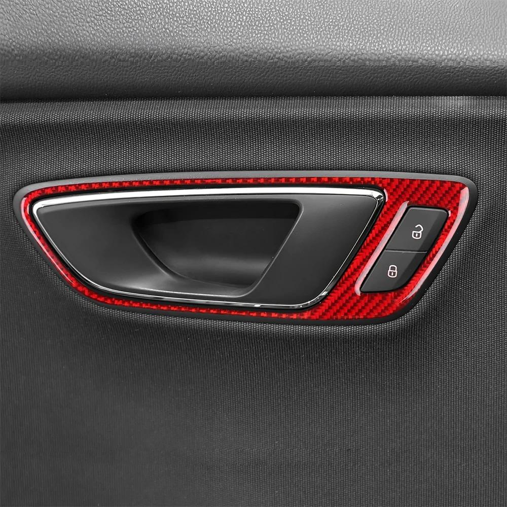 For Seat Leon MK3 2013 2014 2015 LHD RHD Car Door Handle Panel Trim Real Soft Carbon Fiber Sticker