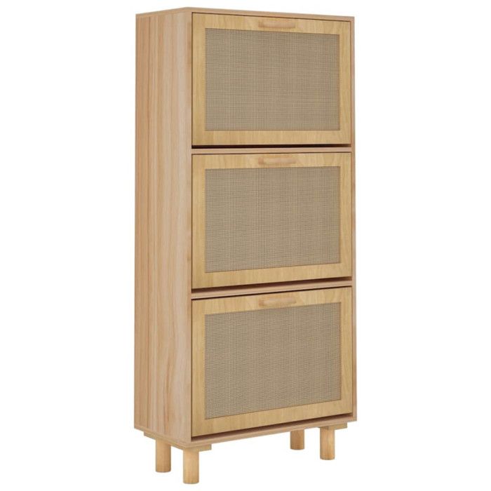 VidaXL Armoire à chaussures Marron 52x25x115cm Bois d'ingénierie/rotin 345650