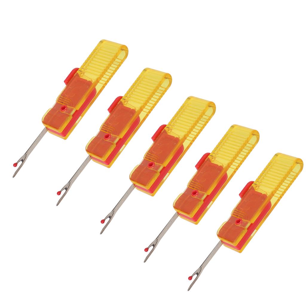 5pcs Folding Seam Rippers Steel Portable Thread Remover Seam Rippers Tool with Clear Hat for Sewing Crafting Yellow