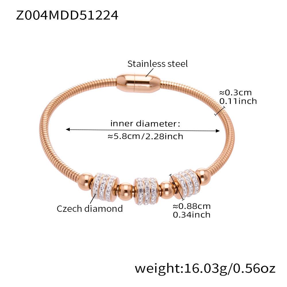 18K Goldbeschichteter Edelstahl Zirkon Geometrisches Offenes Armreif-Set
