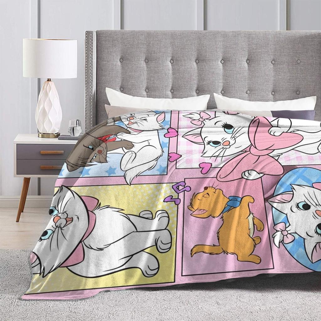 Aristocats Marie Cat Blankets Cartoon Flannel Funny Warm Throw Blankets for Bedspread  Winter,