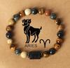 12 Zodiac Sign Natural Stone Beaded Bracelet Vintage Constellation Bracelet Unisex Jewelry Handmade Astrology Lover Accessory