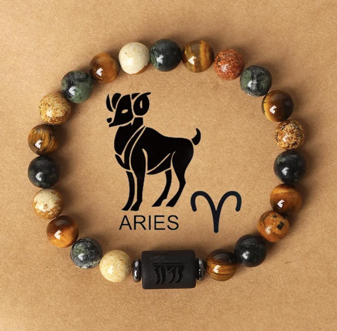 12 Zodiac Sign Natural Stone Beaded Bracelet Vintage Constellation Bracelet Unisex Jewelry Handmade Astrology Lover Accessory