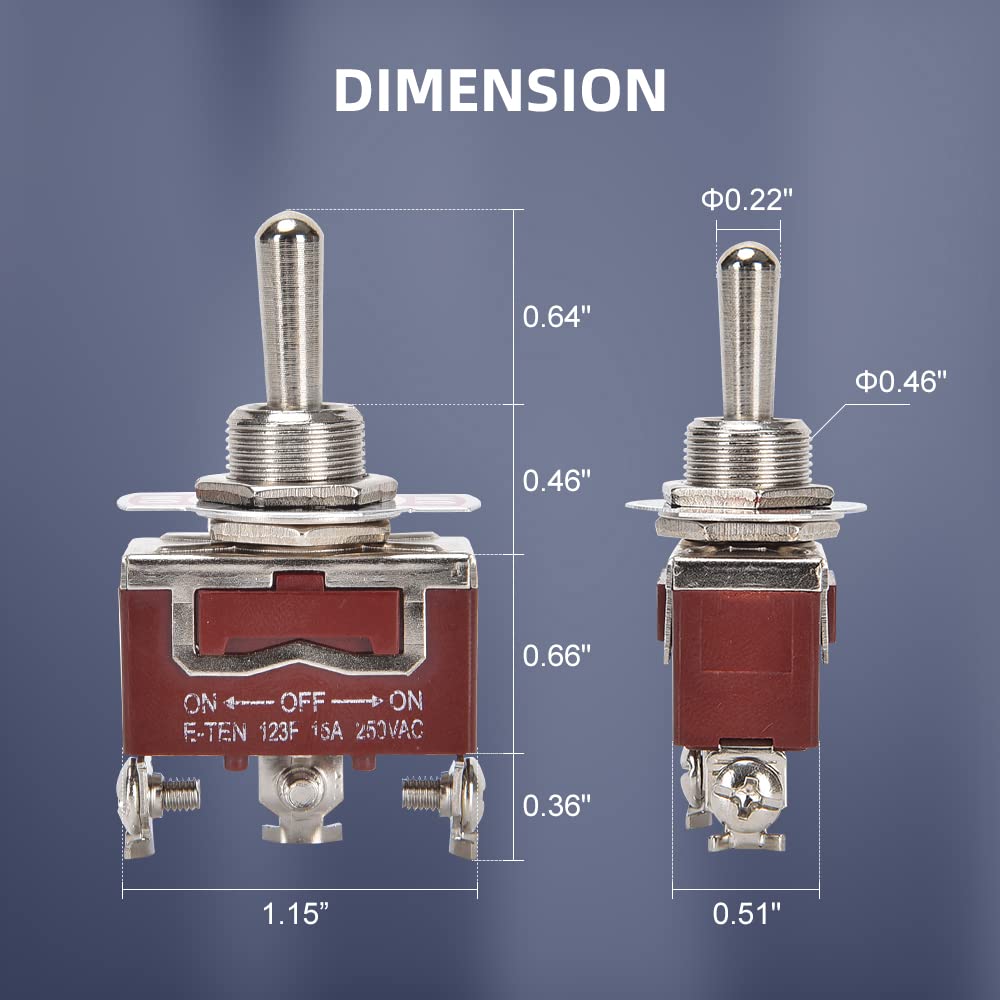 Waterproof Momentary Toggle Switch (ON)-Off-(ON) 30A 12VDC/15A 250VAC DC Marine SPDT Switch 3 Way With Weatherproof Boot Cap Cover For Car Auto Boat
