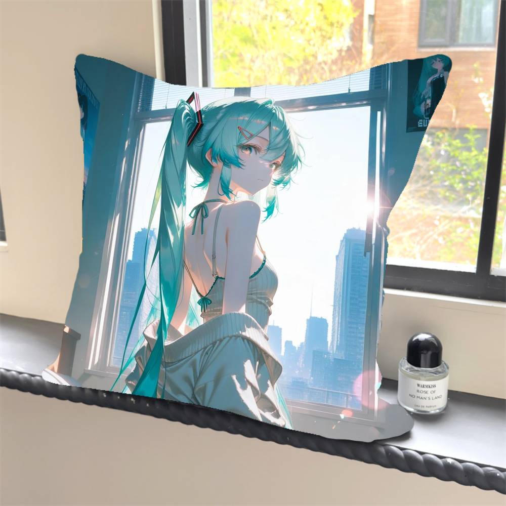 1PC HOT Anime H-Hatsune M-MikuS Pillow Case Square  Bedroom Sofa Leisure Comfort Cushion Car Home Decoration