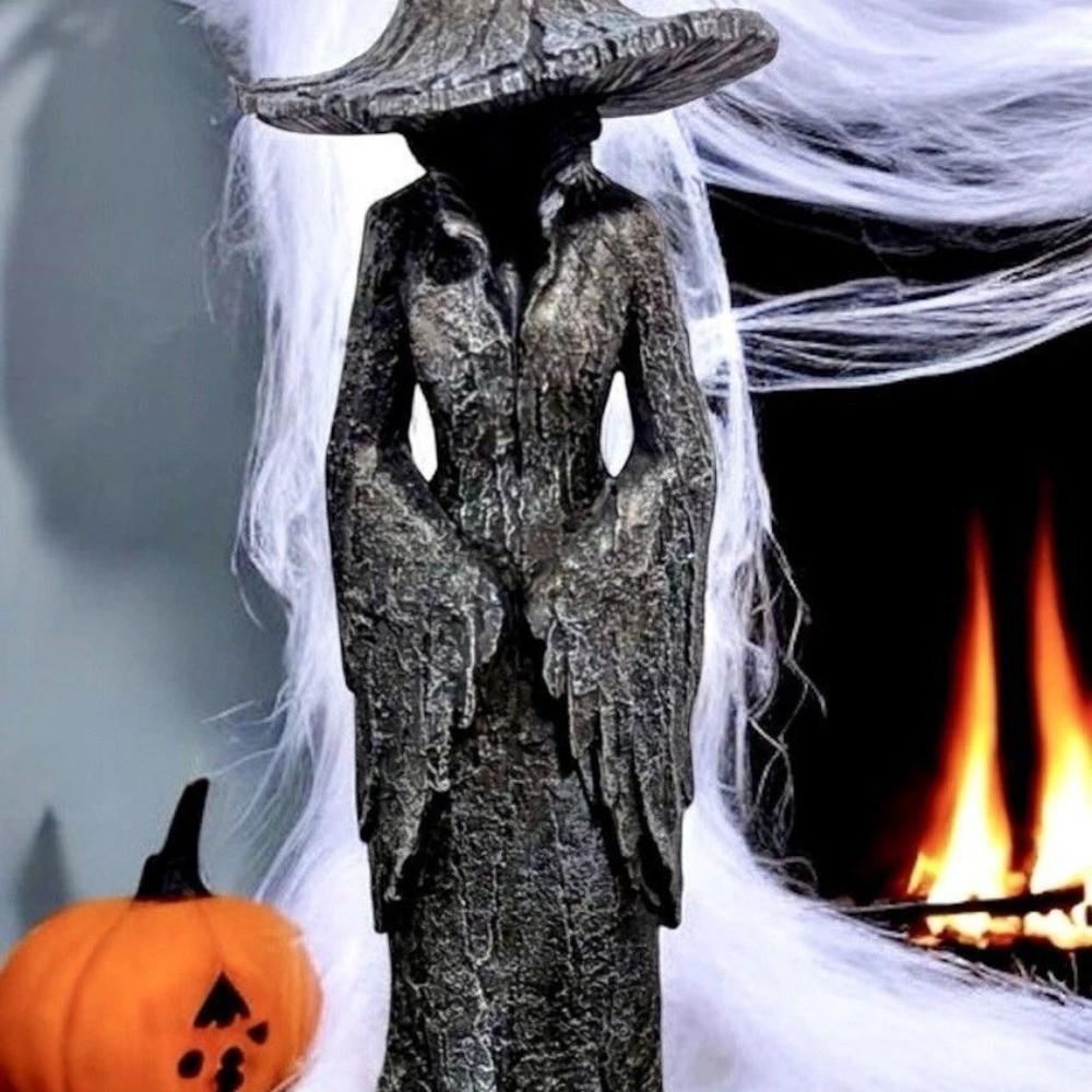 Black Ghost Witch Sculpture Gothic Halloween Party Decoration Halloween Witch Statue  Haunted House