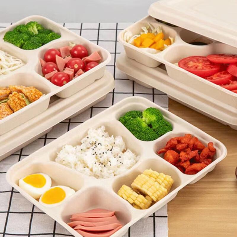 Qiuci 6-Compartment 1400ML Disposable Lunch Boxes